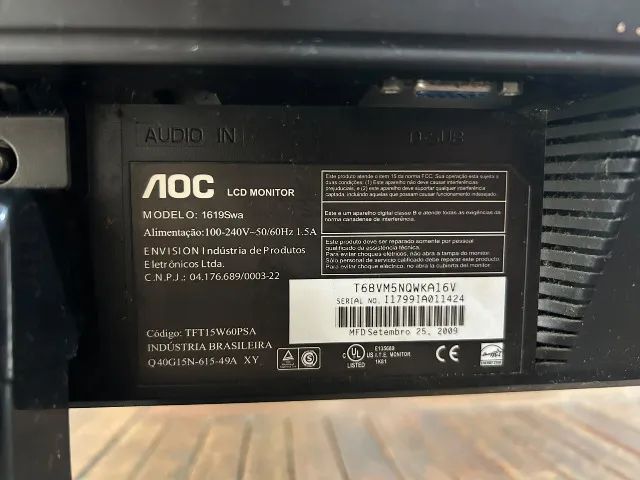 Monitor Aoc Lcd Modelo 1619swa - Foto 3