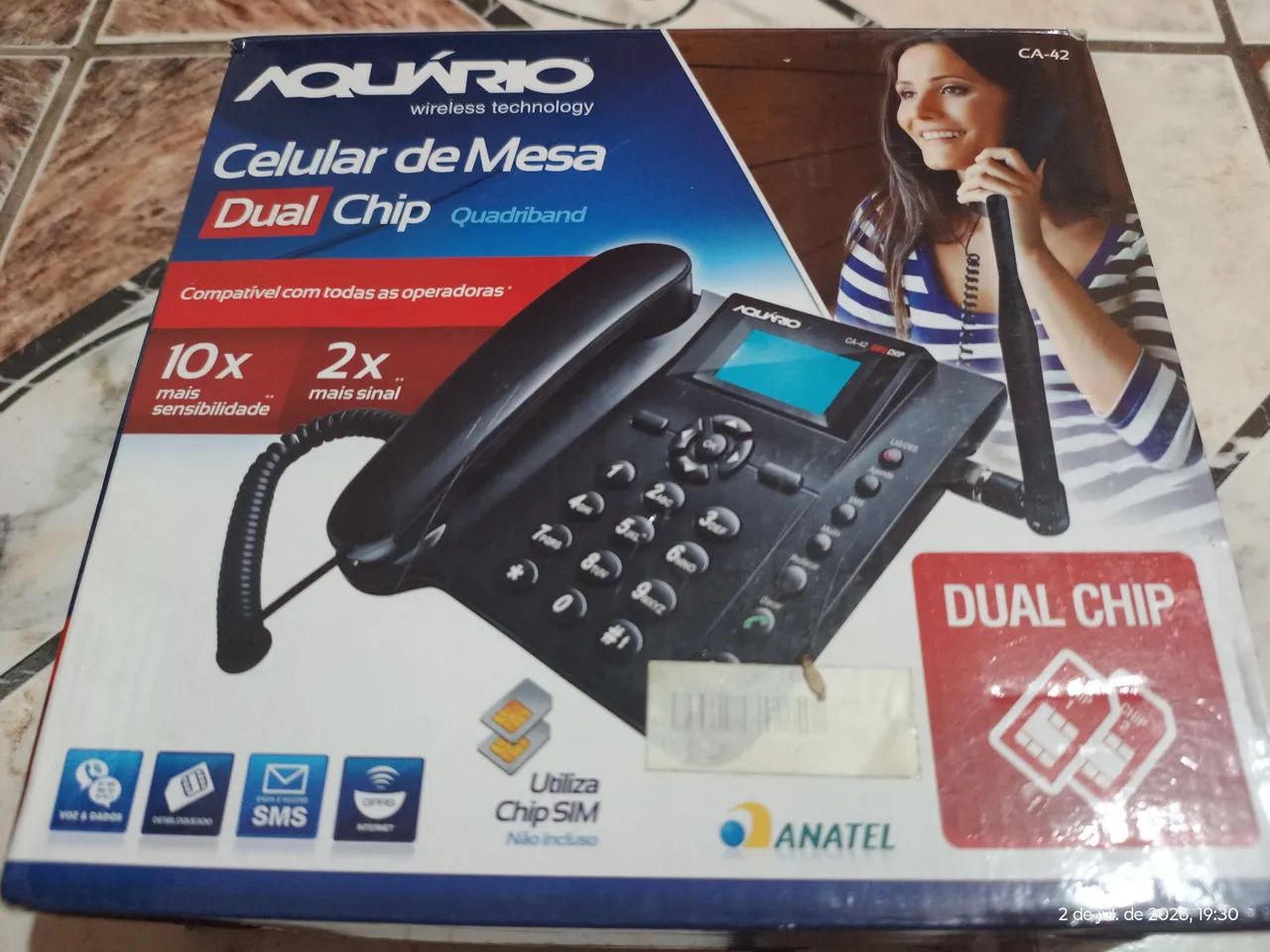 Telefone Rural de Mesa Aquário Dual Chip