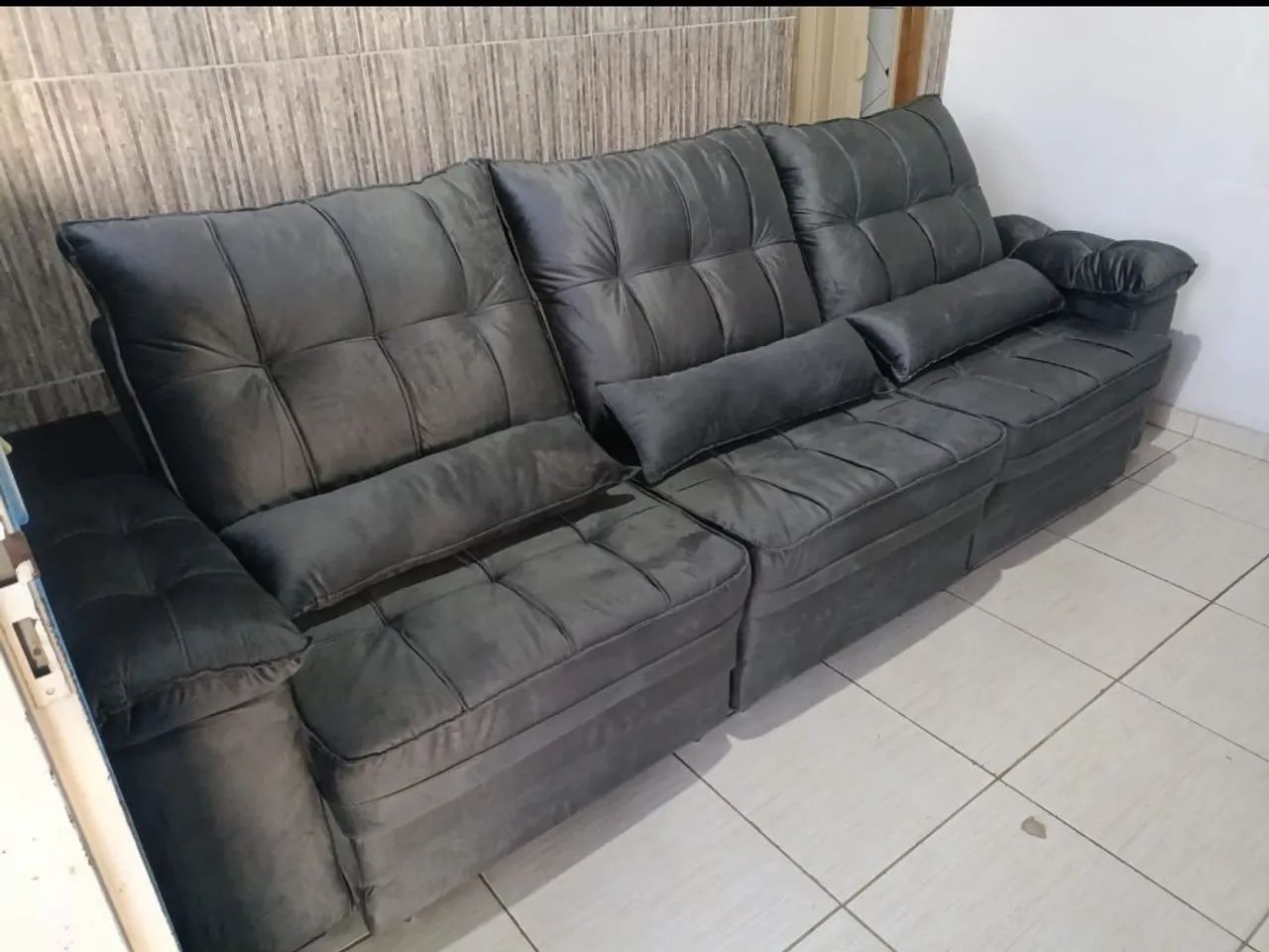 Sofá retrátil reclinável prime confort espuma D 33 - Foto 2