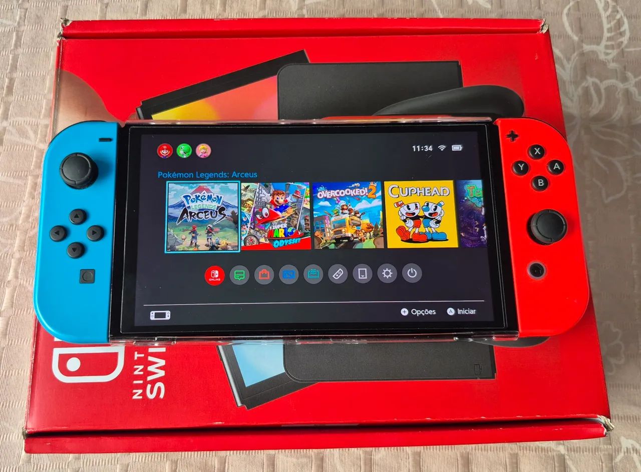 Nintendo Switch Oled 64GB - Jogos de Vídeo Game - Ouro Verde
