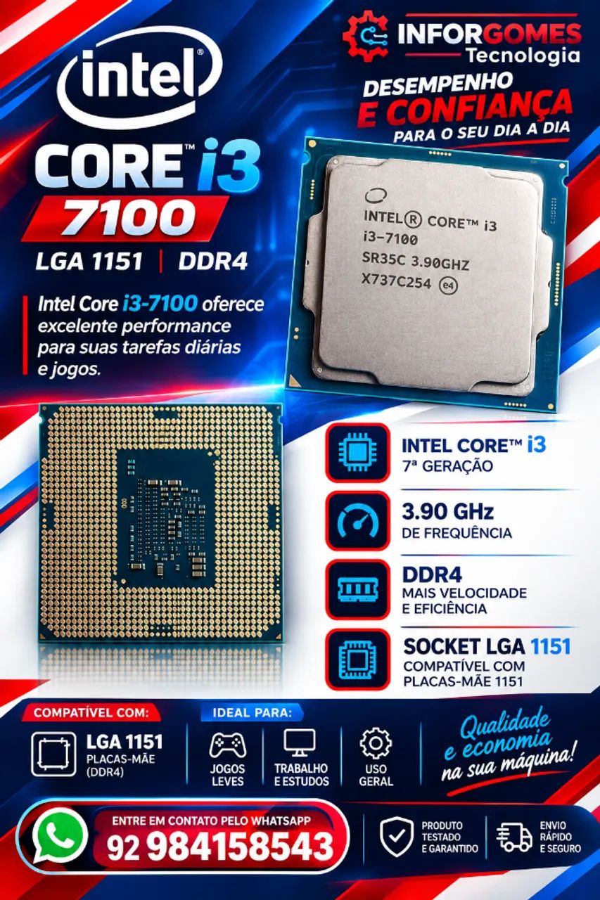 Processador core I3-7100 lga 1151 ddr4 - Foto 5