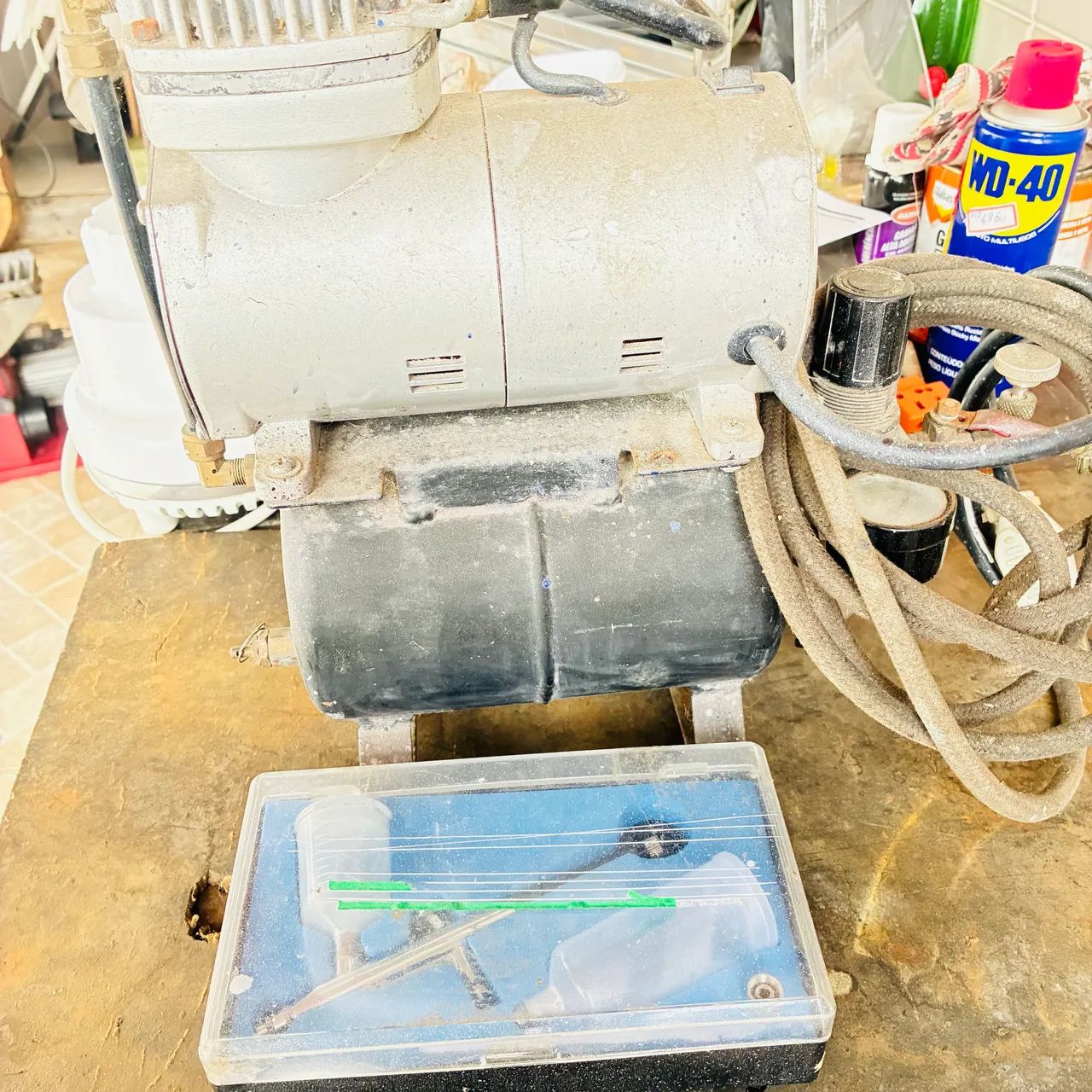 Mini compressor para aerografo com cilindro - Foto 4