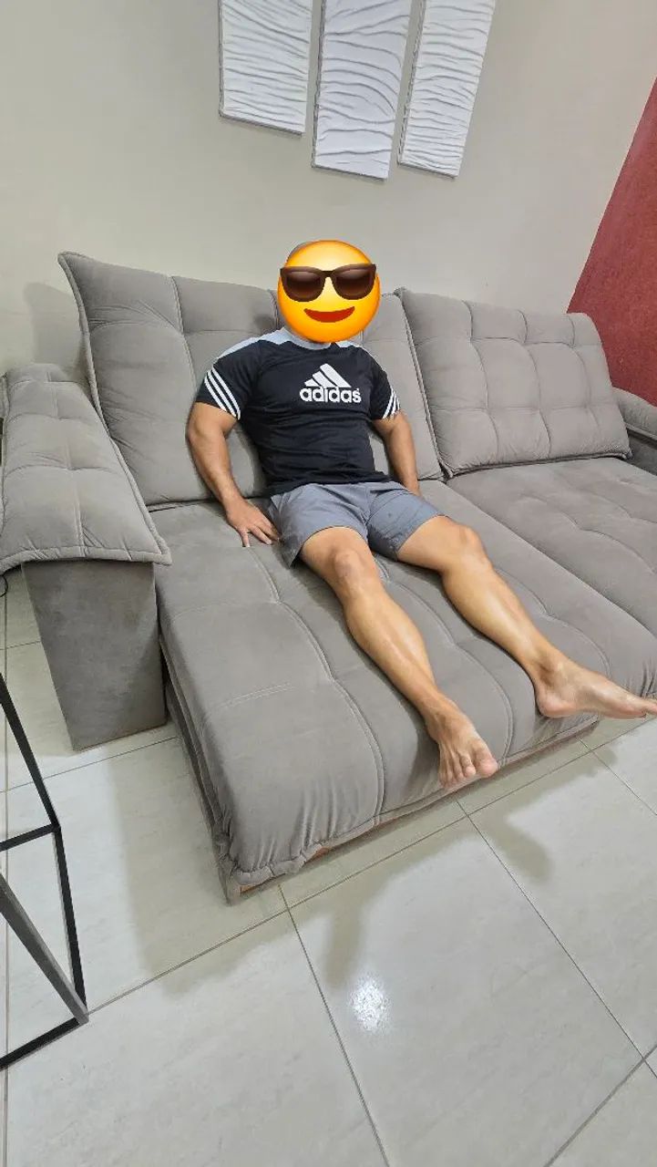 ? Sofá Retrátil 3 Metros Suede Cinza - Lindo e Super Confortável! ? - Foto 4