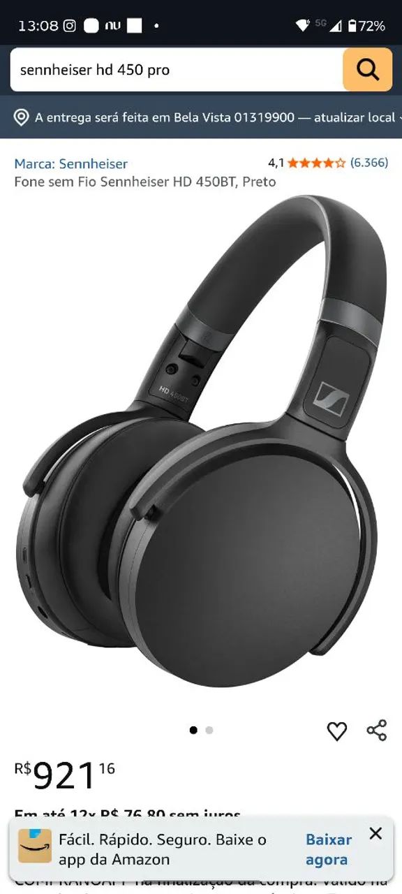 Fone senheiser hd450 BT - Foto 5