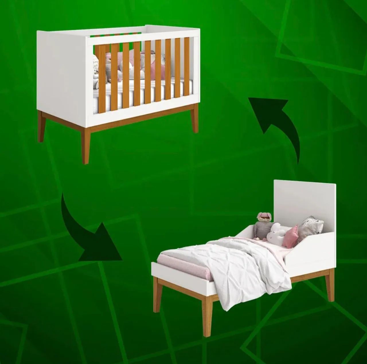 Berço Noah Classic Com Grade (Vira Cama) - Reller - Foto 2