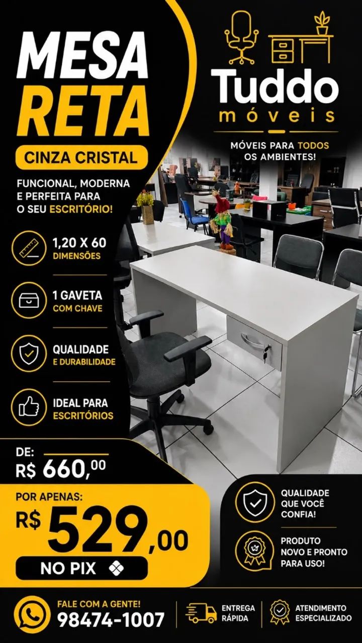 Mesa 1,20m na cor cinza