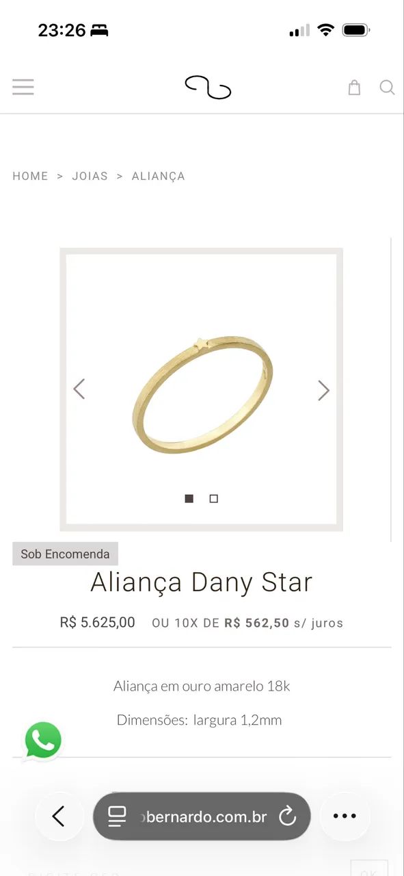 Aliança Dany Star Ouro 18K 