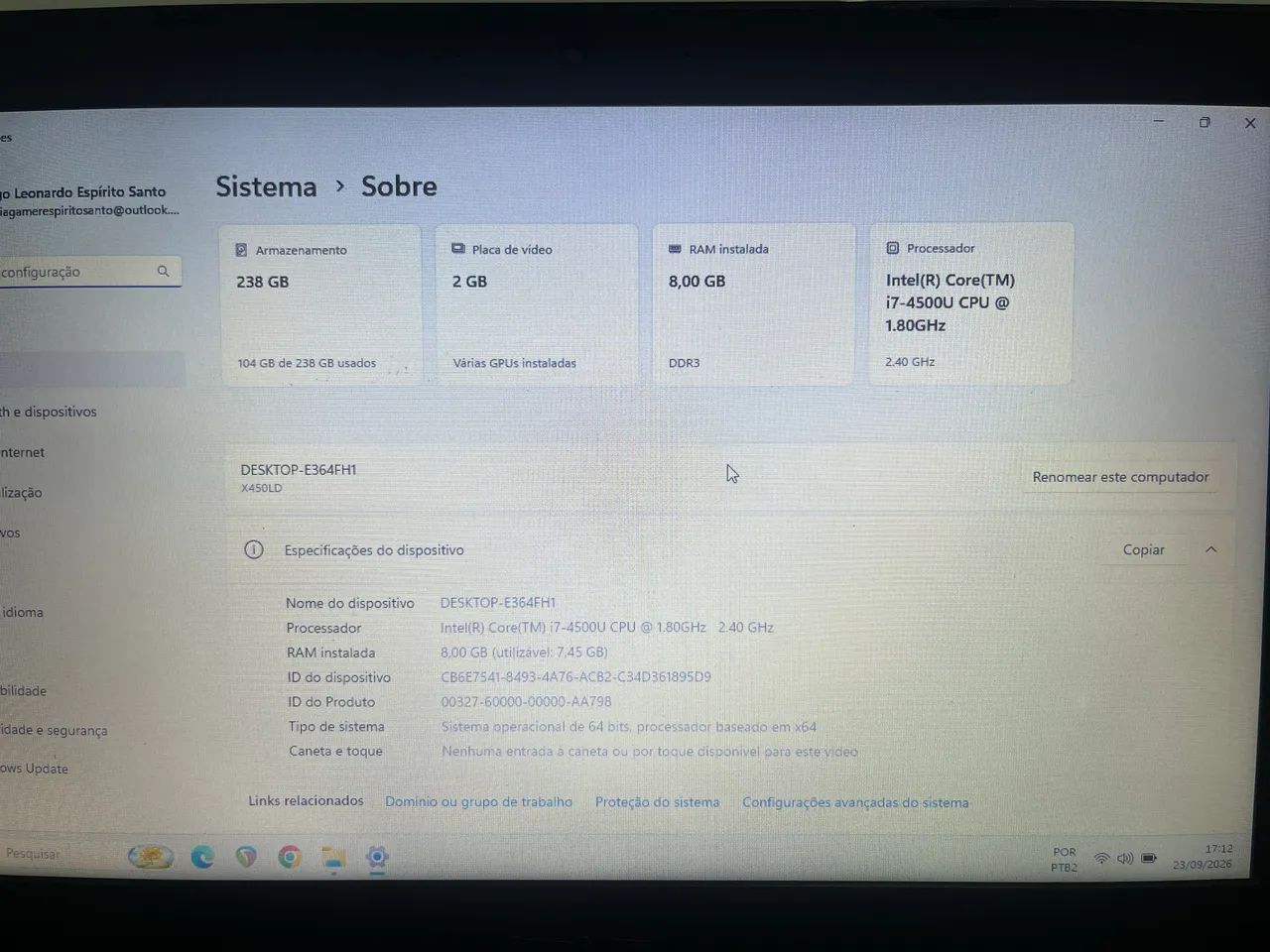 Notbook i7 SSD 240 GB 8 RAM  - Foto 4