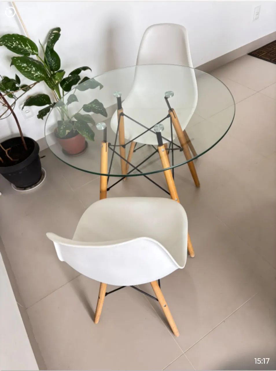 MESA VIDRO REDONDA 0,80 CM brinde 2 cadeiras - Foto 4