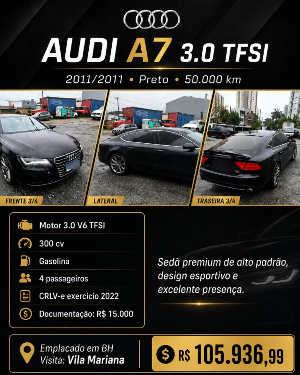 Audi A7 A7 Sportback 3.0 TFSI Quattro S Tronic 2011