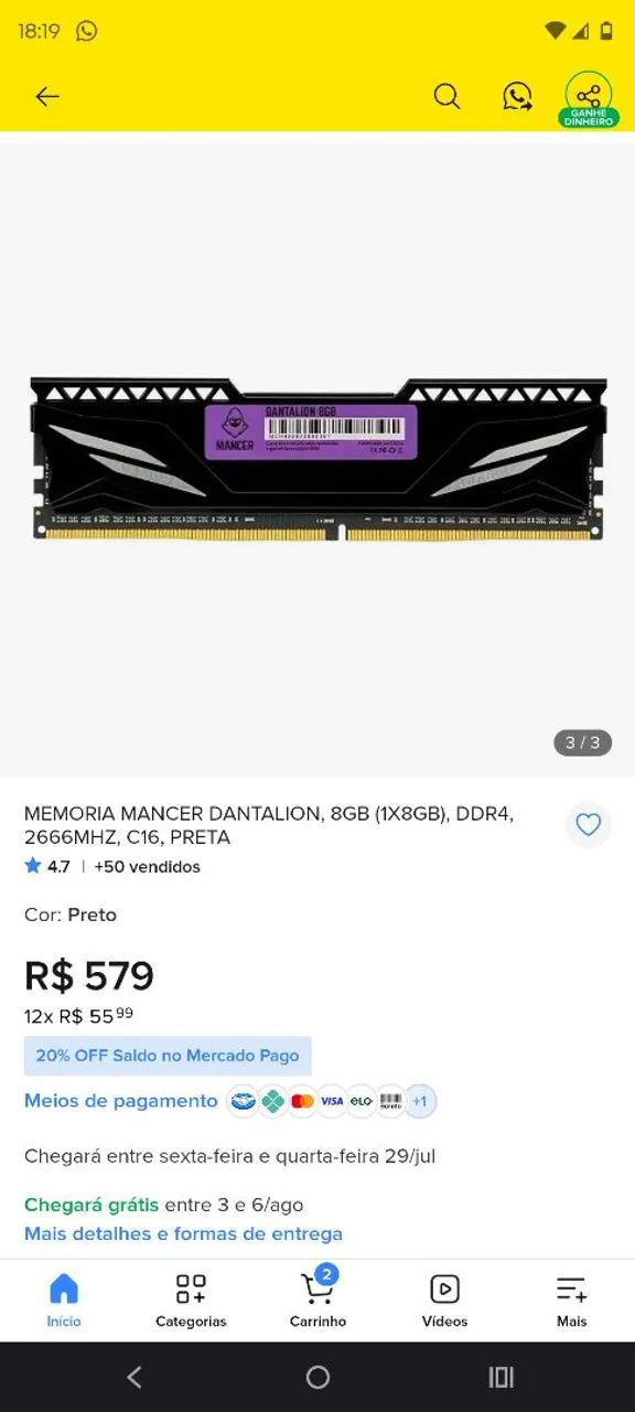 Memória Ram 8GB DDR4 Mancer Dantalion 3200Mhz - Foto 4