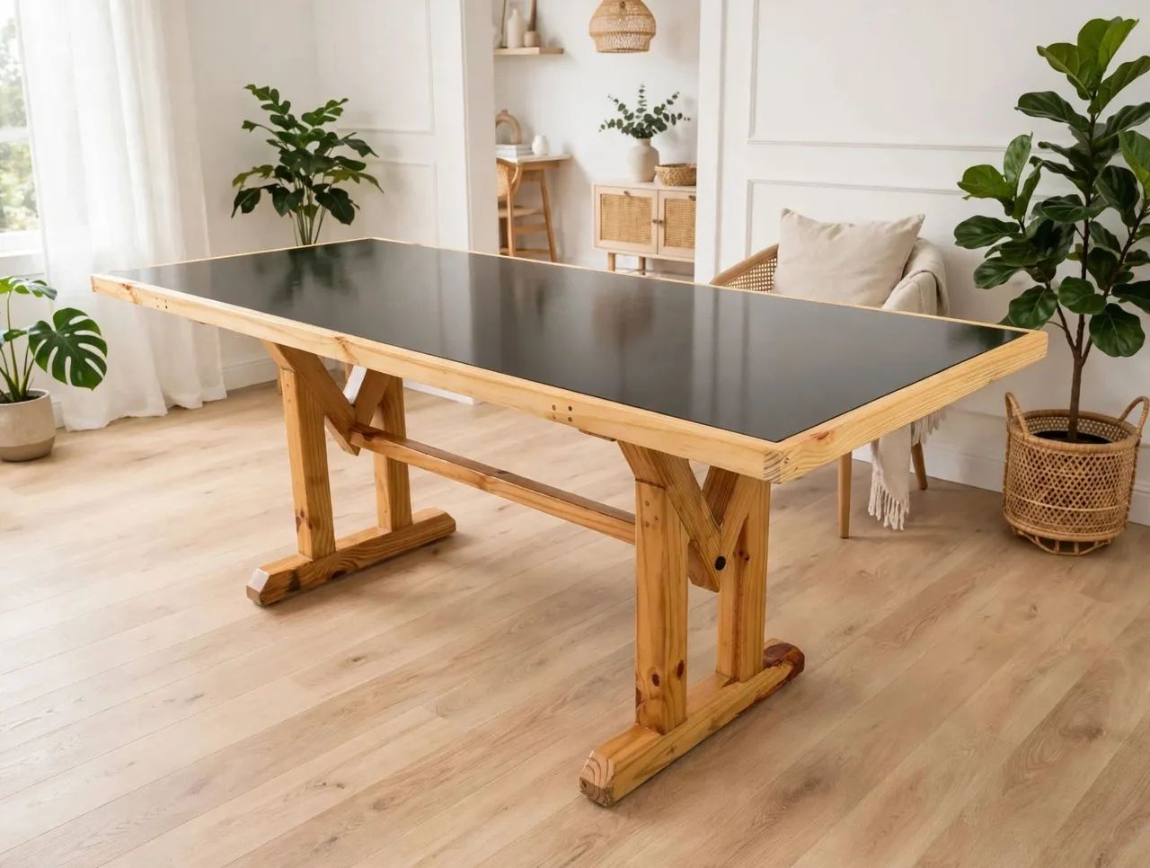 Mesa madeira maciça com vidro  - Foto 4