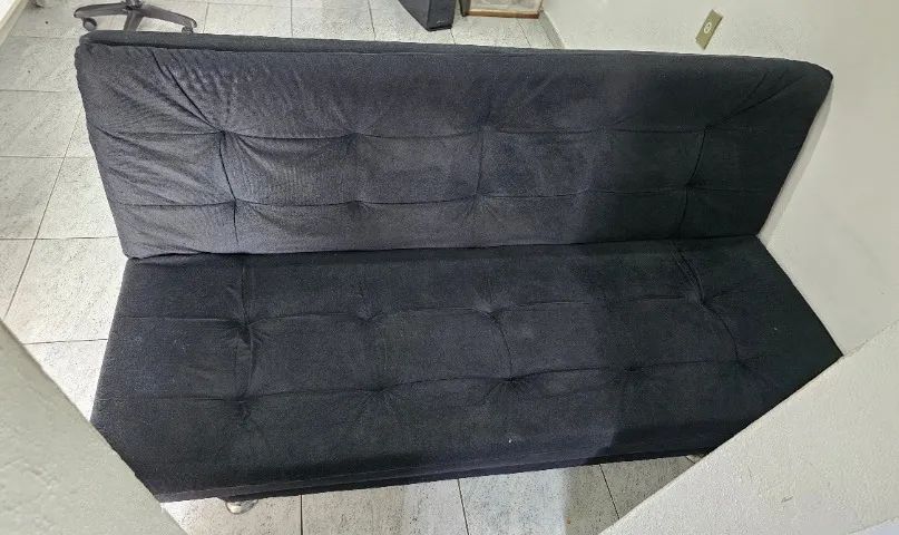 Sofá-Cama Casal 3 Lugares - Suede Preto