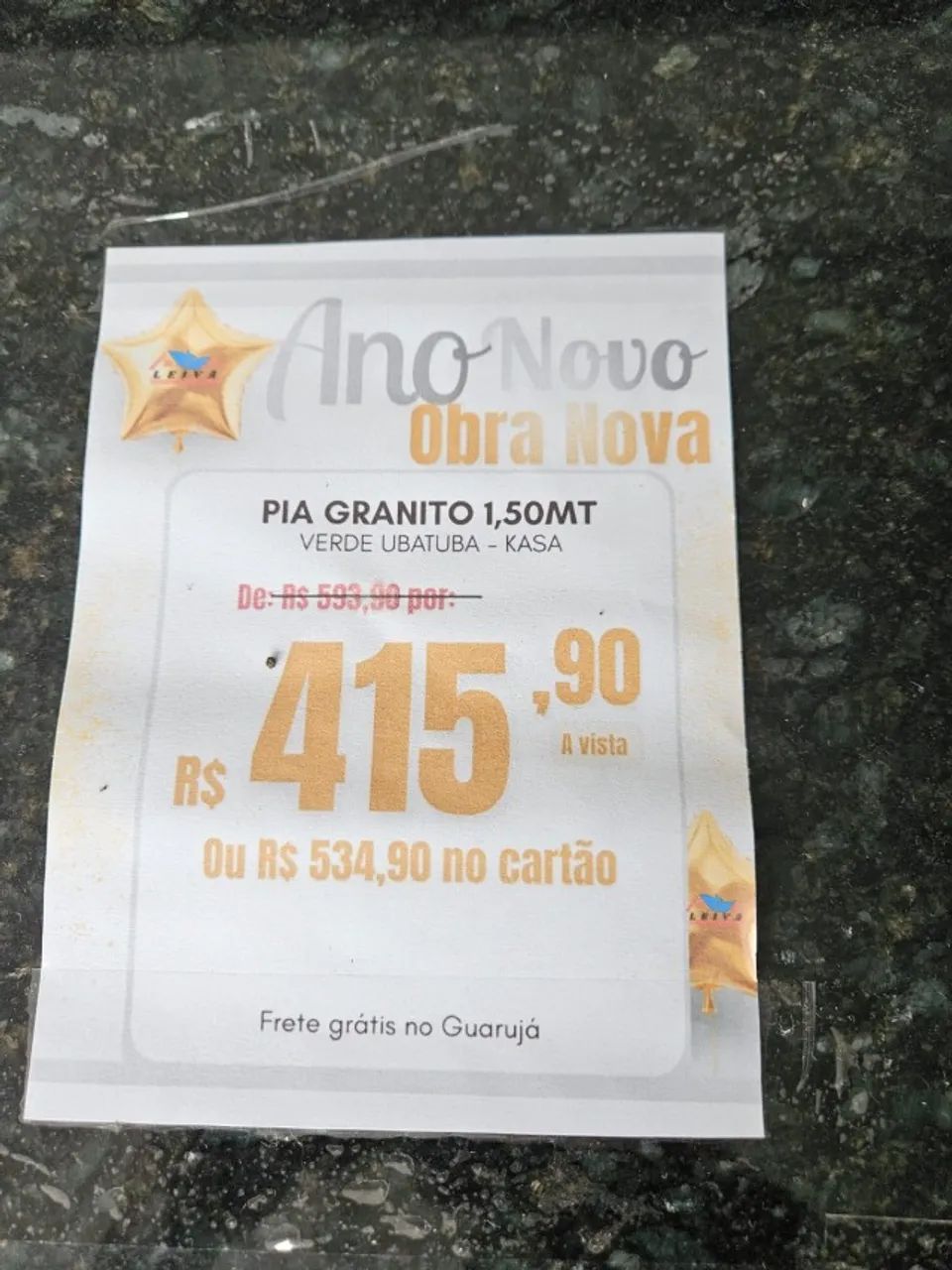 Pia Verde Ubatuba granito 1,50cm com cuba inox - Foto 4