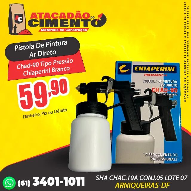 Pistola De Pintura Ar Direto Chad-90 Tipo Pressão Chiaperini Branco