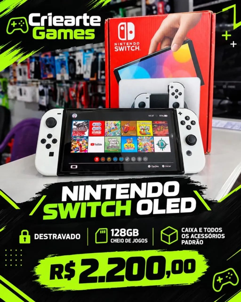 Nintendo Switch Oled  Destravado  - Foto 2