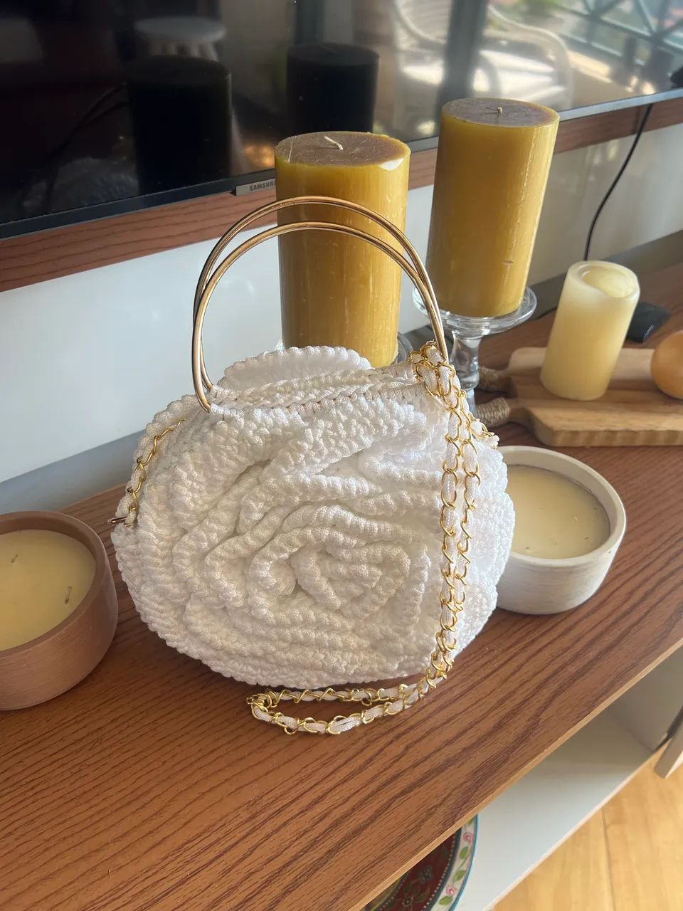 Bolsa de crochê branca  - Foto 2