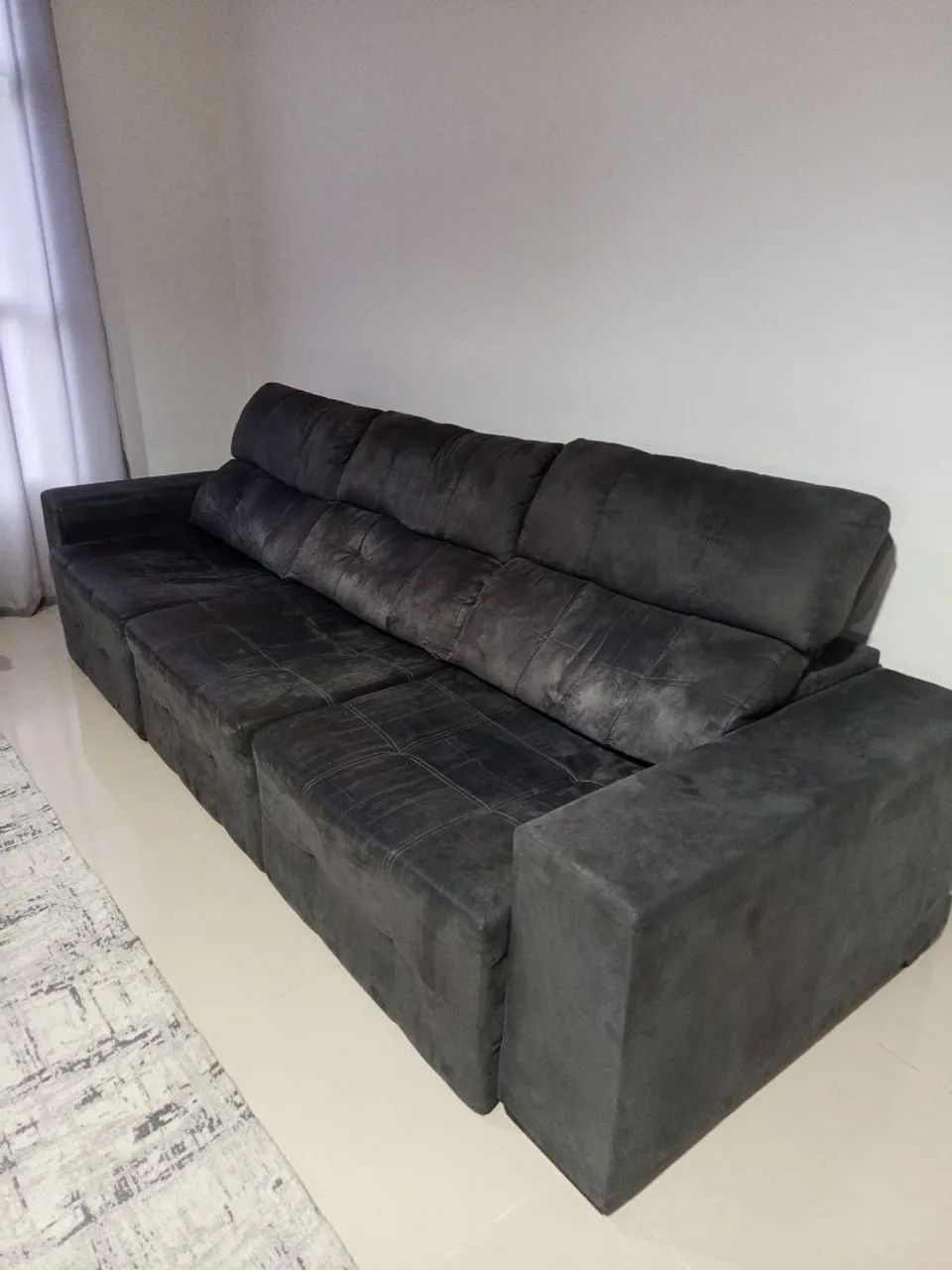 Sofá retrátil cinza chumbo 3,20 mt - Foto 3