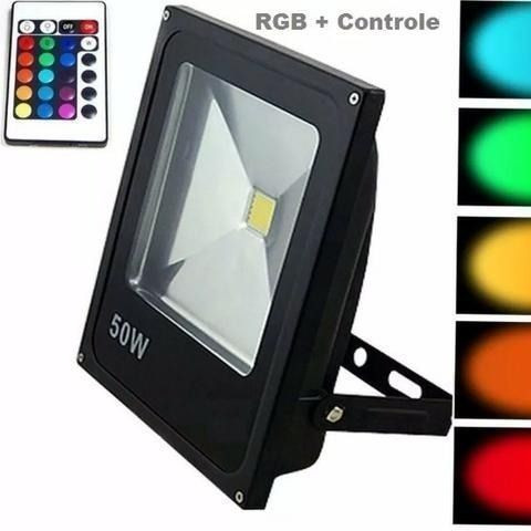 Refletor 50w Led RGB Colorido Bivolt Prova D'agua