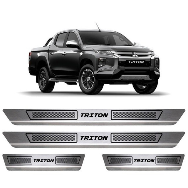 Kit Soleira Porta Mitsubishi Triton Aço Inox Escovado