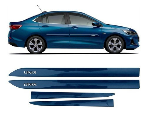 Friso Lateral GM Onix Hatch 2020 Azul Sekeer - Modelo Original com Nome Cromado