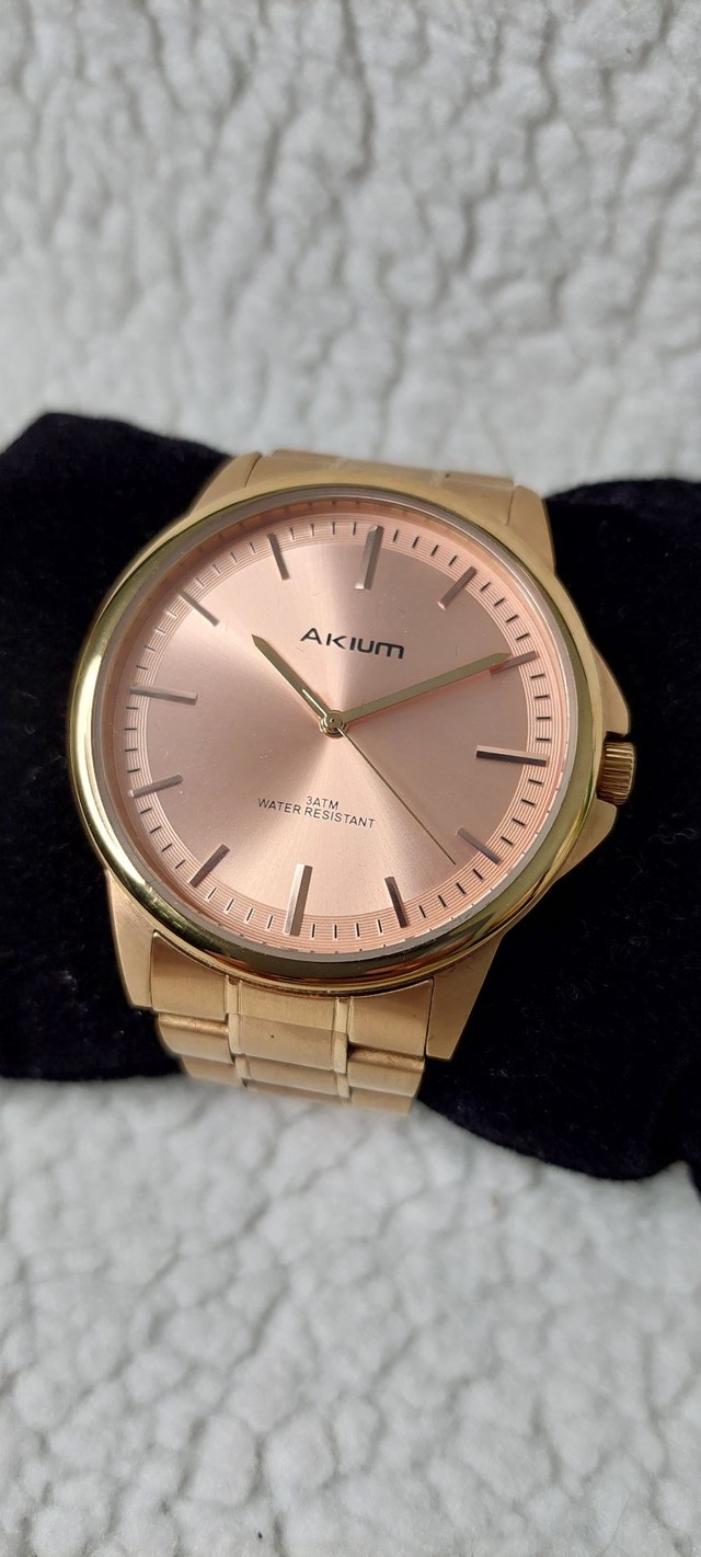 Relógio Akium Feminino Aço Dourado Rosé TML 7128A 30mt