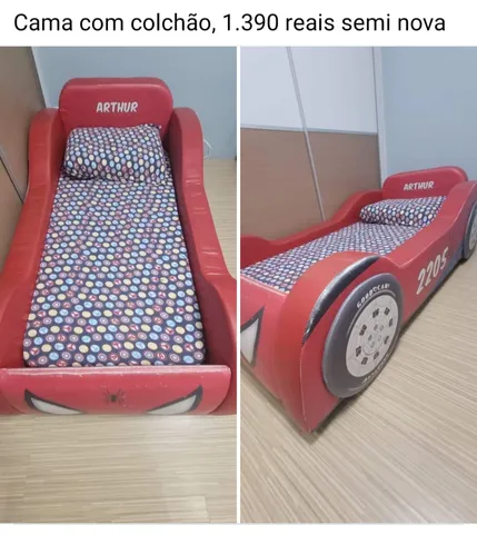 Cama infantil com colchão almofadada
