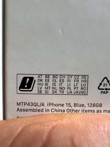 Apple iPhone 15 128GB Azul - MTP43QL/A