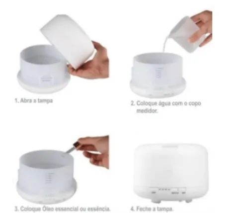 Difusor Umidificador Aromatizador Óleos Essenciais c/ controle e Led 7 Cores 300 ML z167  - Foto 2