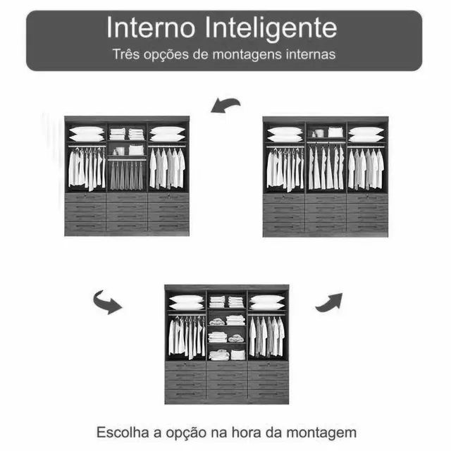 Roupeiro Casal 100%MDF  6 Portas 12 Gavetas Cinamomo rf55 - Foto 6