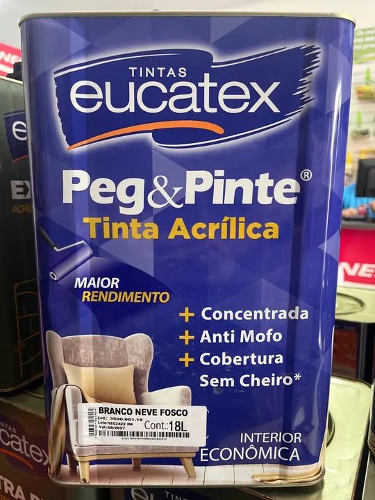 Tinta Eucatex Peg&Pinte acrílico econômico 18L fosco várias cores