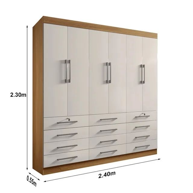 Roupeiro Casal 100%MDF  6 Portas 12 Gavetas Cinamomo rf55 - Foto 4