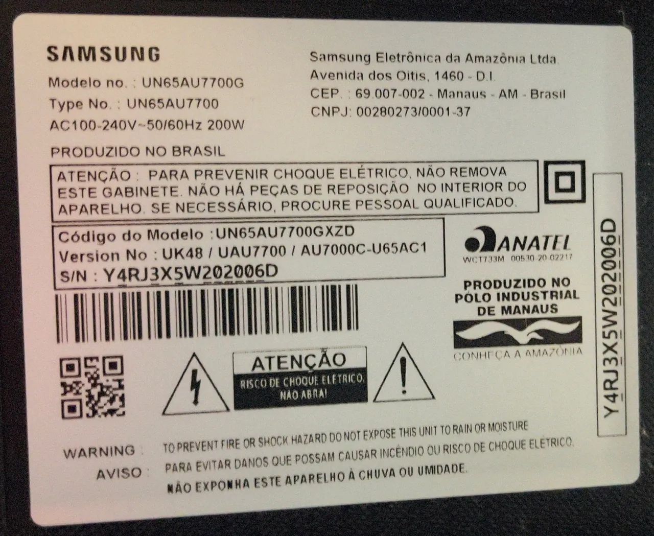 TV Samsung 65 polegadas UN65AU7700G - Novo - Foto 2