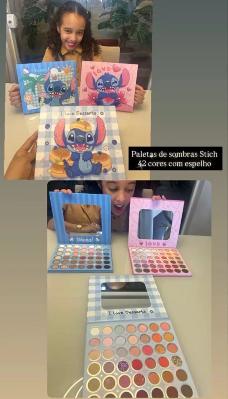Paleta de Sobra Infantil com  Espelho Stitch (42 cores)