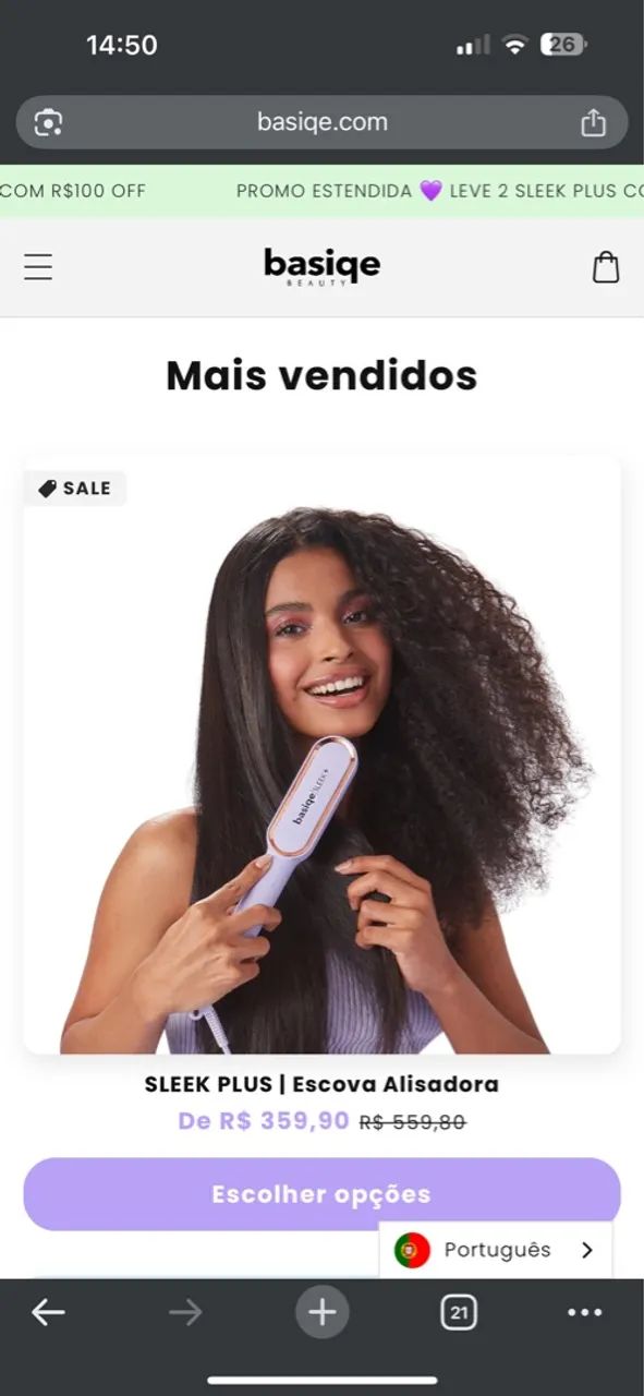 Prancha de Cabelo Basiqe Sleek+ - Nova - Foto 4