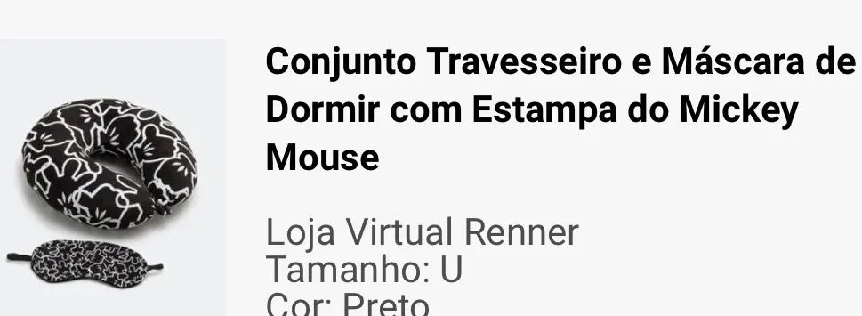 Encosto de cabeça com mascara de dormir renner