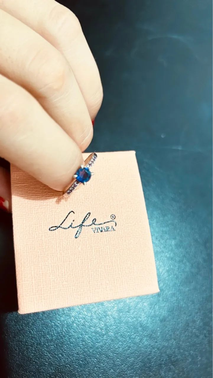 Anel de Prata com Pedra Azul