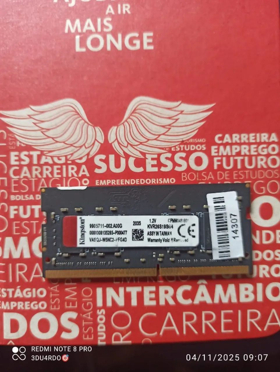 Memória kingstone para notebook 4GB DDR4