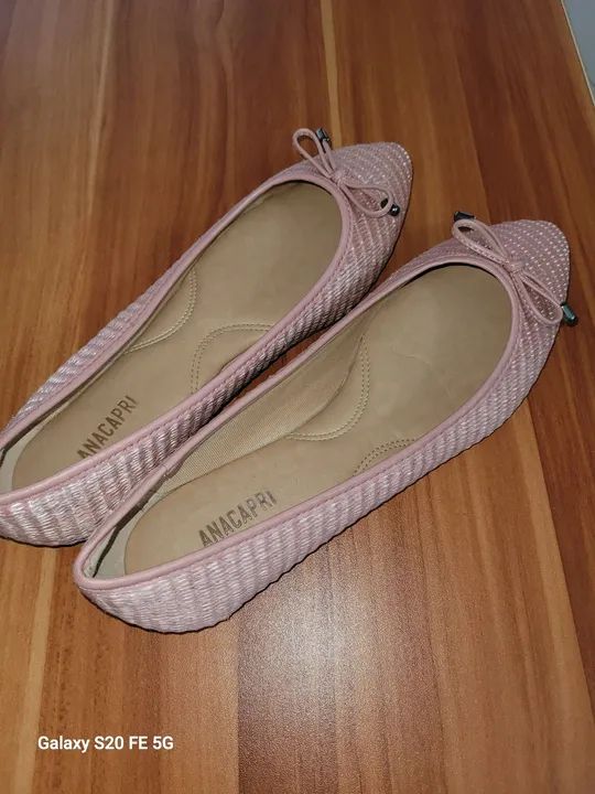 Sapatilhas Ana Capri Rosa material palha