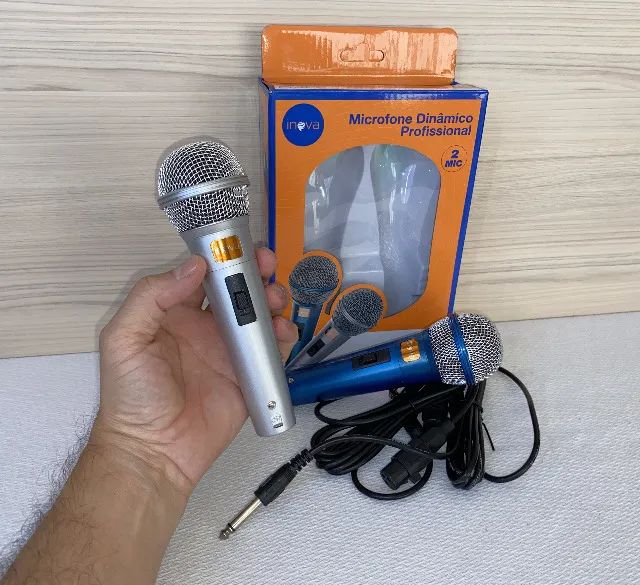 Kit com 2 Microfones Profissionais Dinâmicos Com Fio Inova - Foto 2