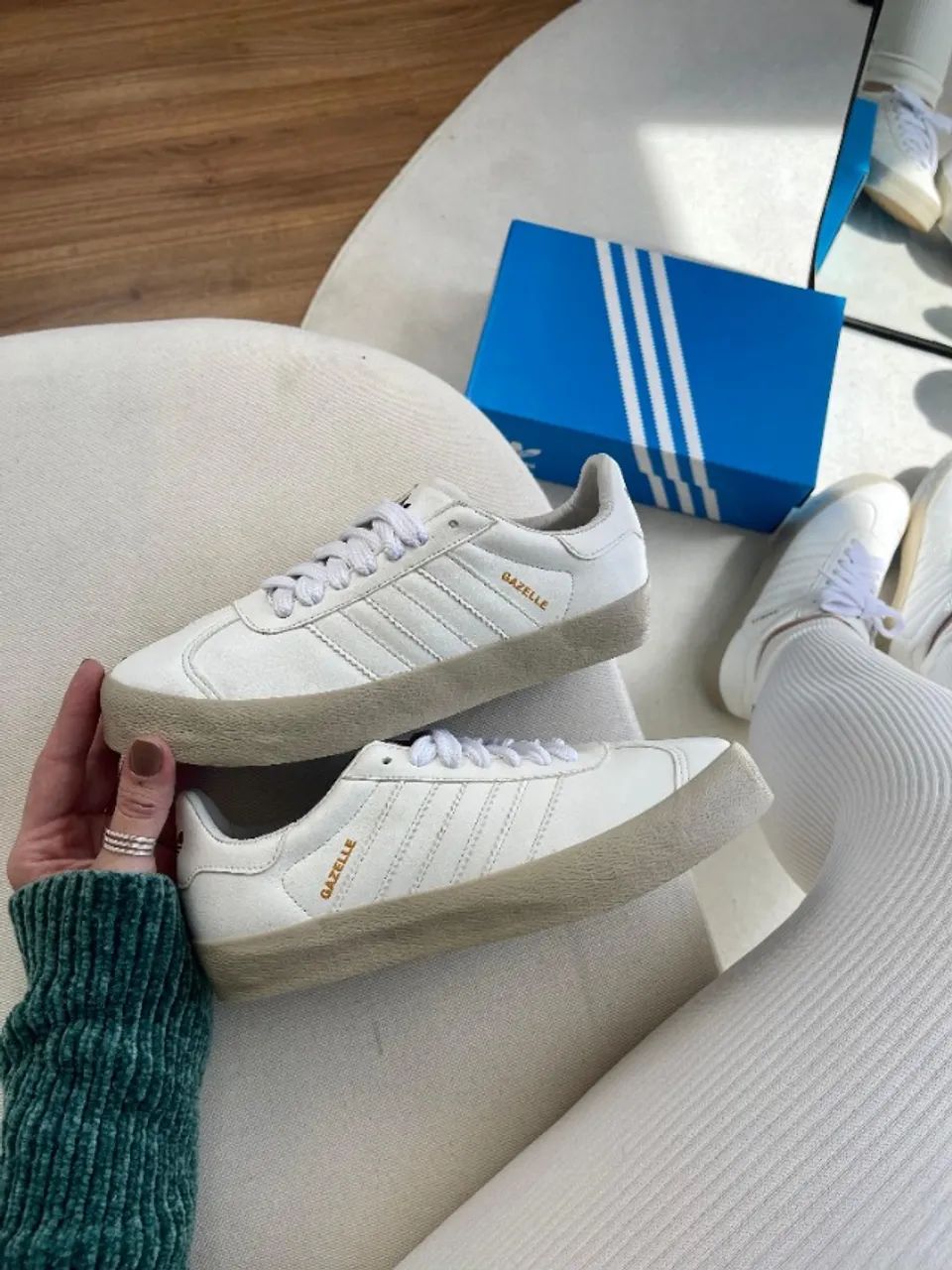Tênis Adidas Gazelle Branco Feminino Linha Luxo - Foto 6