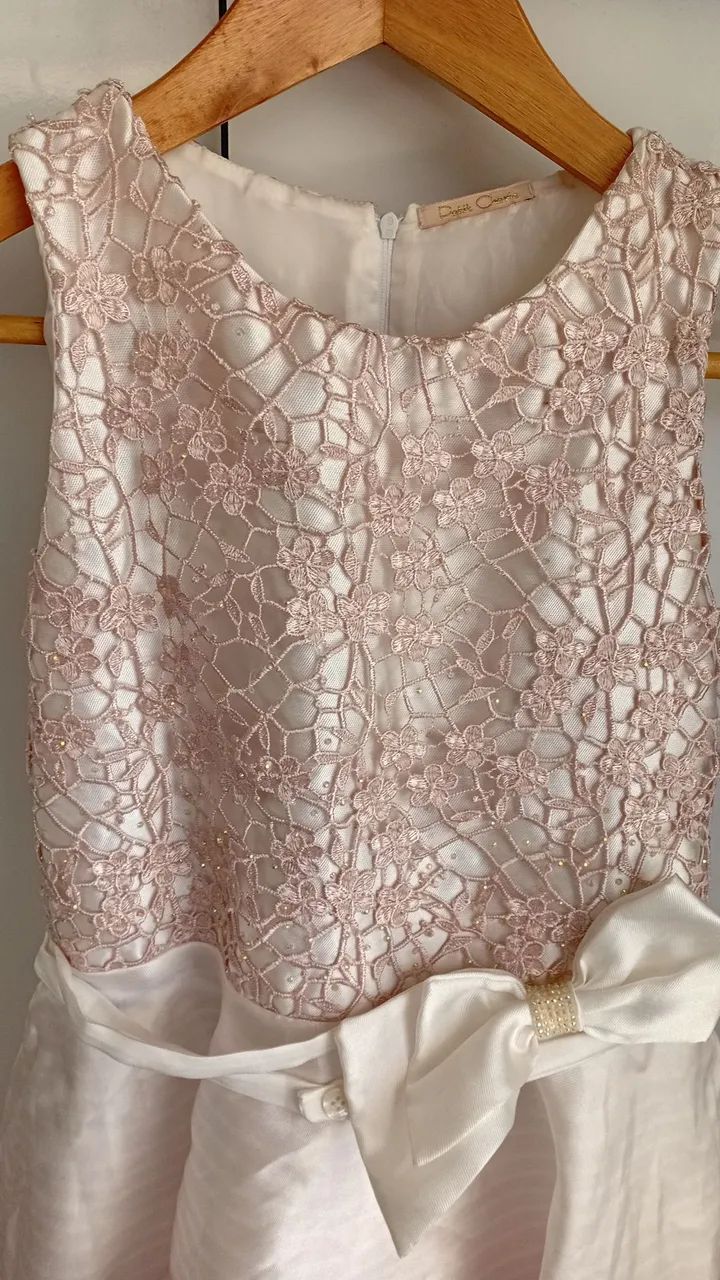 Vestido de Daminha Rosa e Branco  - Foto 2