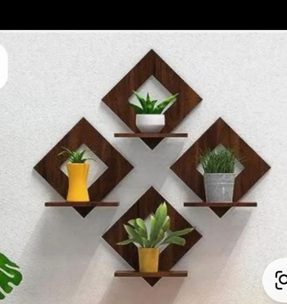 Suporte de Parede para Plantas - 4 Vasos - Madeira