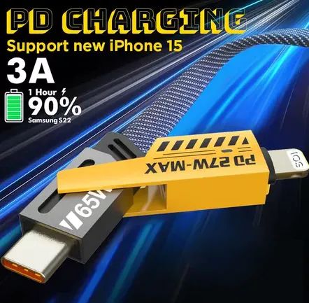 Cabo Turbo Tipo C 65w - USB + LIGHTNING Iphone Cabo 4 em 1 z1327 - Foto 5