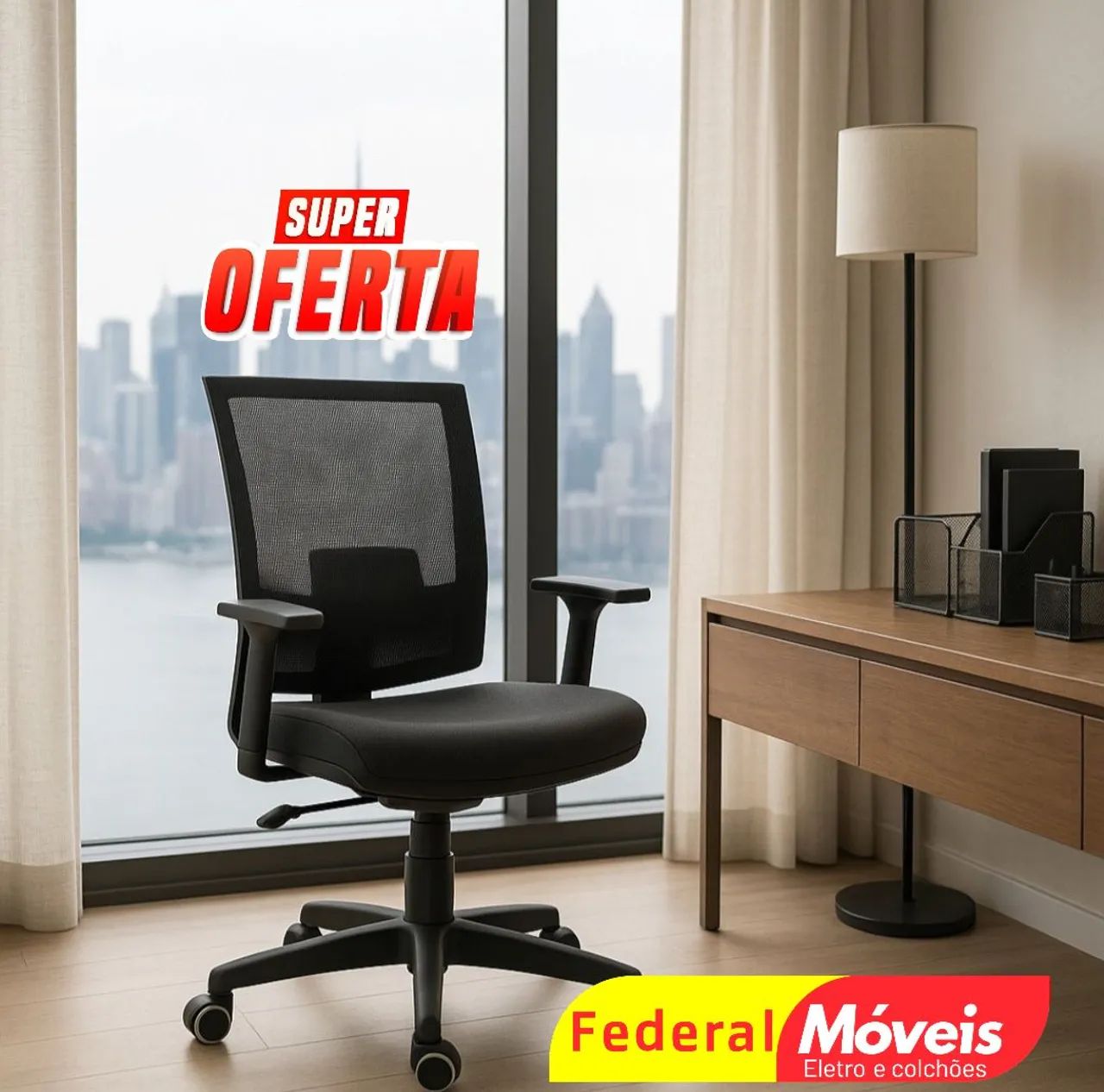 Cadeira Giratória Executiva Black System - Ideal para longas horas de trabalho