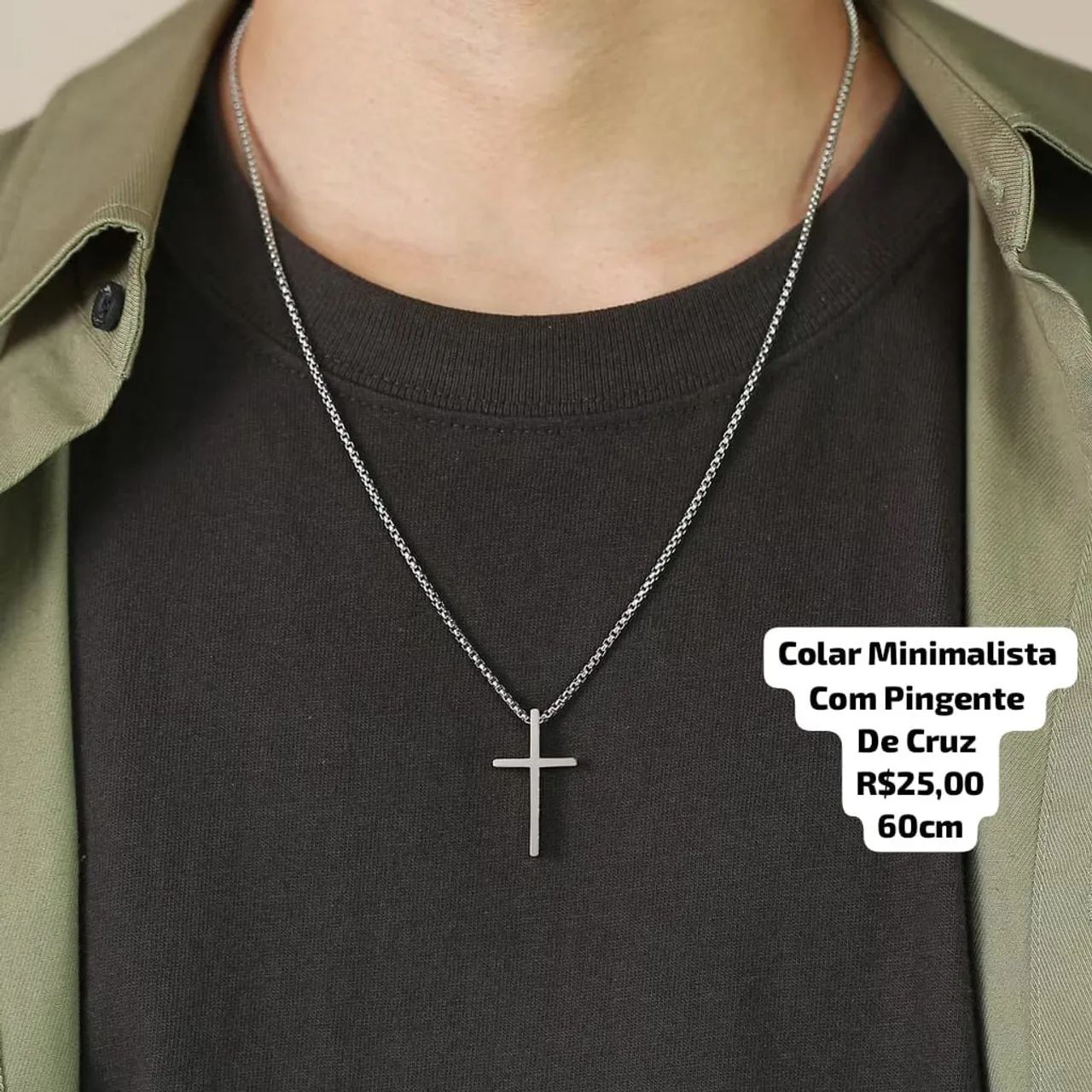 Colar masculino com crucifixo - Foto 5