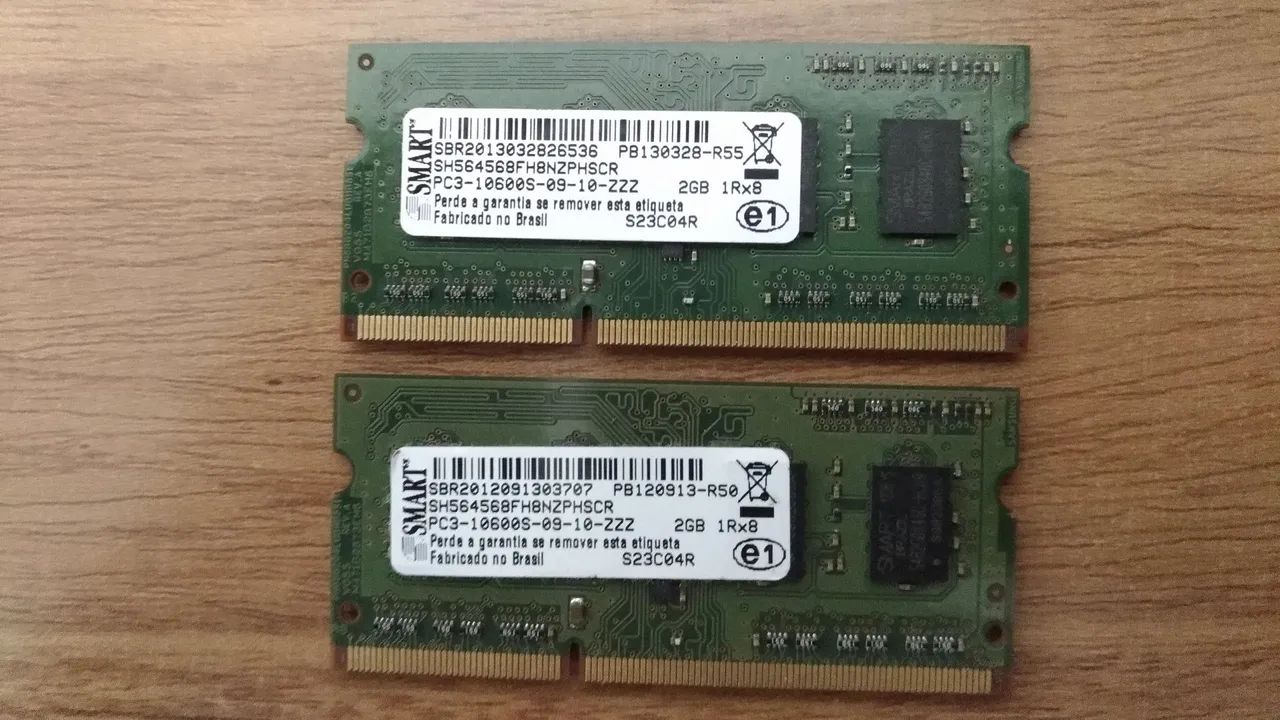 Memória RAM Smart 2GB DDR3 para Notebook. Cada 