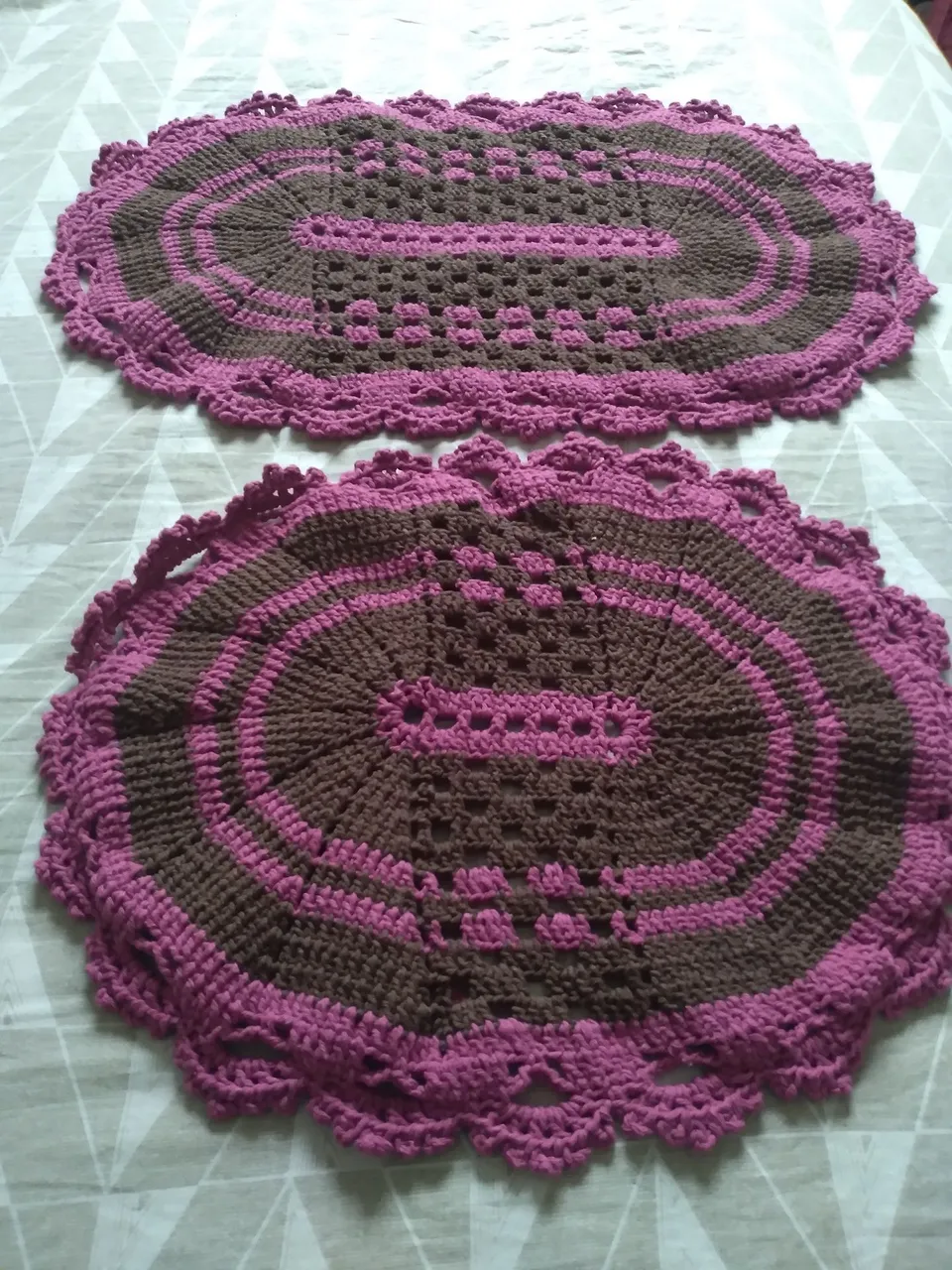 Kit lavabo Crochê - Rosa e Marrom