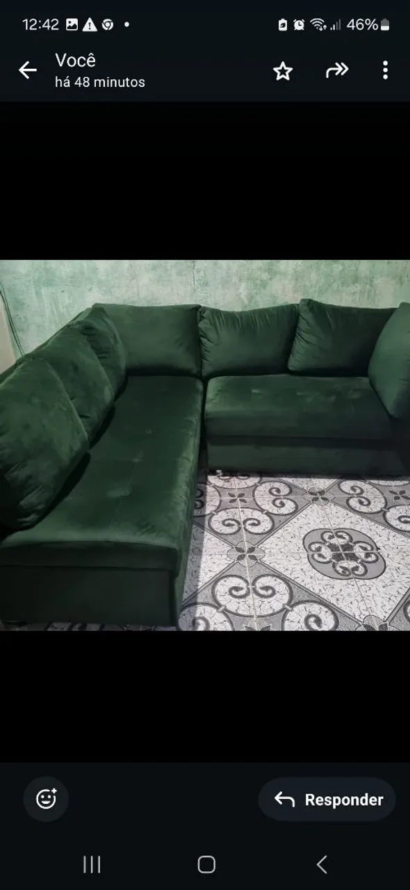 Sofá de canto verde