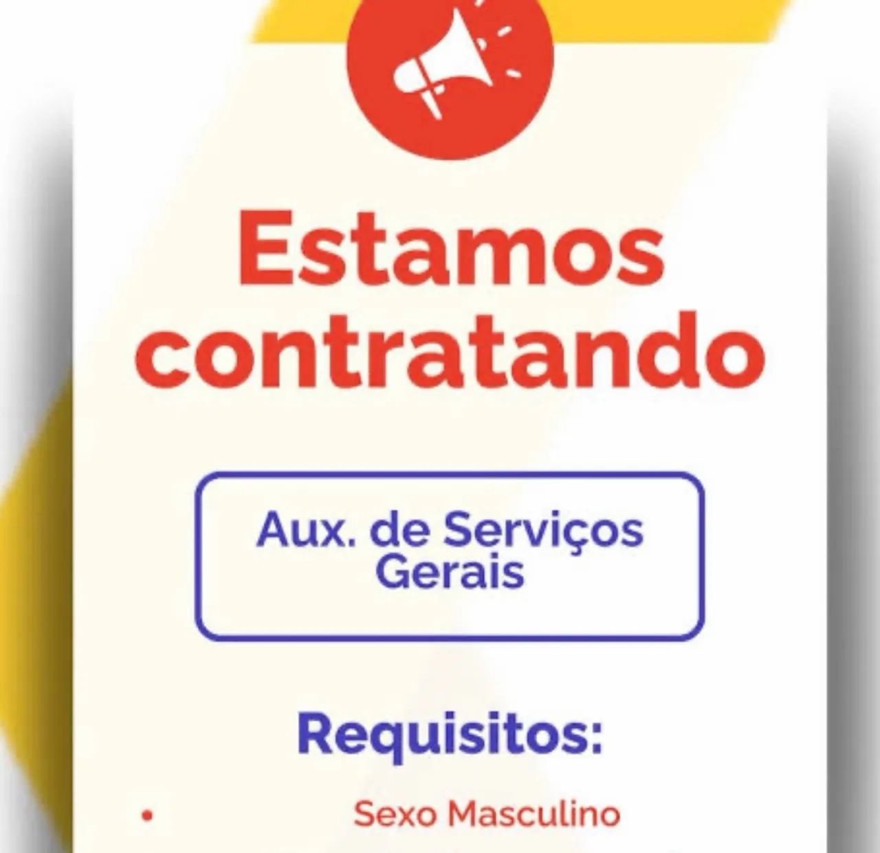 VAGA DE EMPREGO SERVIÇO GERAIS 